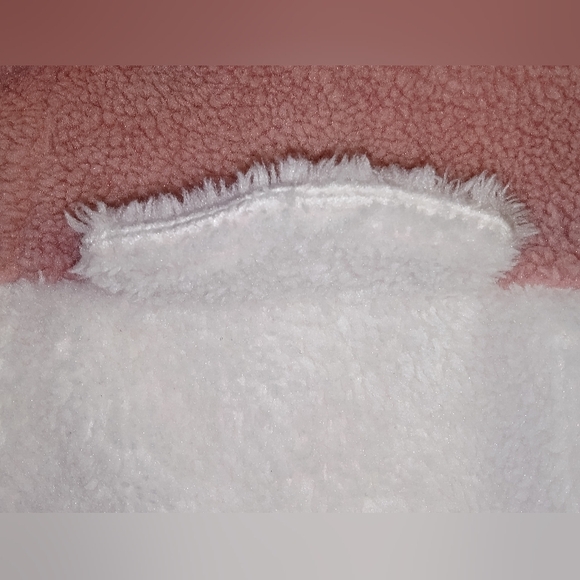 Shein Women Pink/White Drop Shoulder Soft Plush Crop Jacket Size Large - Picture 7 of 11